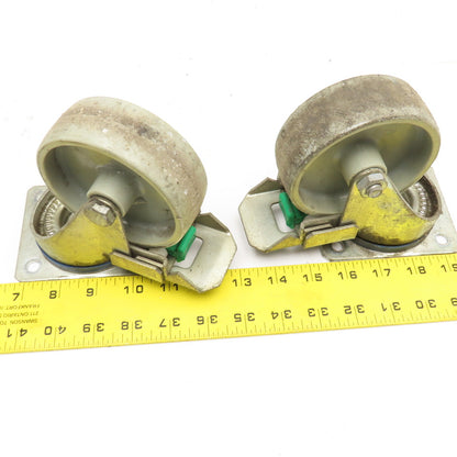 Manner 4" Light Duty Casters Plate Mount 2 Swivel 2 Ridgid Lot Of 4