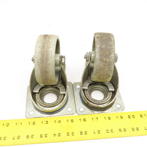 Manner 4" Light Duty Casters Plate Mount 2 Swivel 2 Ridgid Lot Of 4