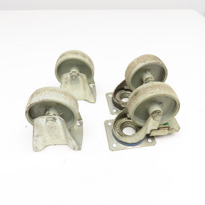 Manner 4" Light Duty Casters Plate Mount 2 Swivel 2 Ridgid Lot Of 4