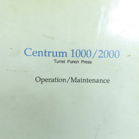 Murata Weidemann Centrum 1000 / 2000 Turret Punch Press Operation & Maintenance