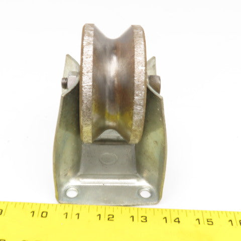 3-1/2" Steel U-Groove Pipe Roller Track Wheel 1" Groove Needs New Bearings