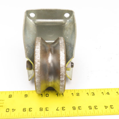 3-1/2" Steel U-Groove Pipe Roller Track Wheel 1" Groove Needs New Bearings