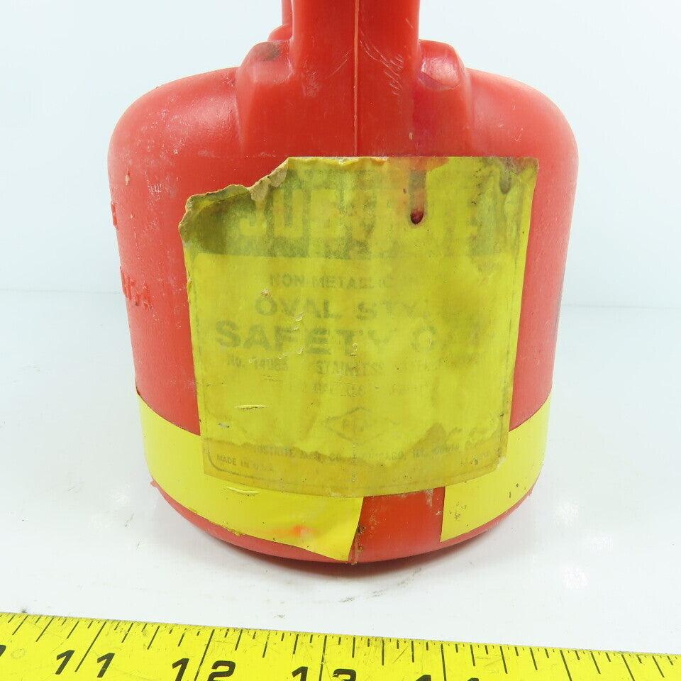 Justrite 14065 1/2 Gallon Oval Style Safety Can Non-Metallic Body SS Fittings