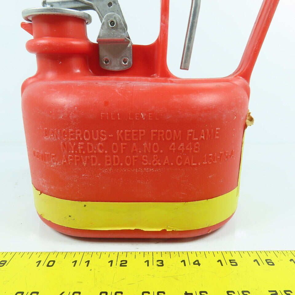 Justrite 14065 1/2 Gallon Oval Style Safety Can Non-Metallic Body SS Fittings