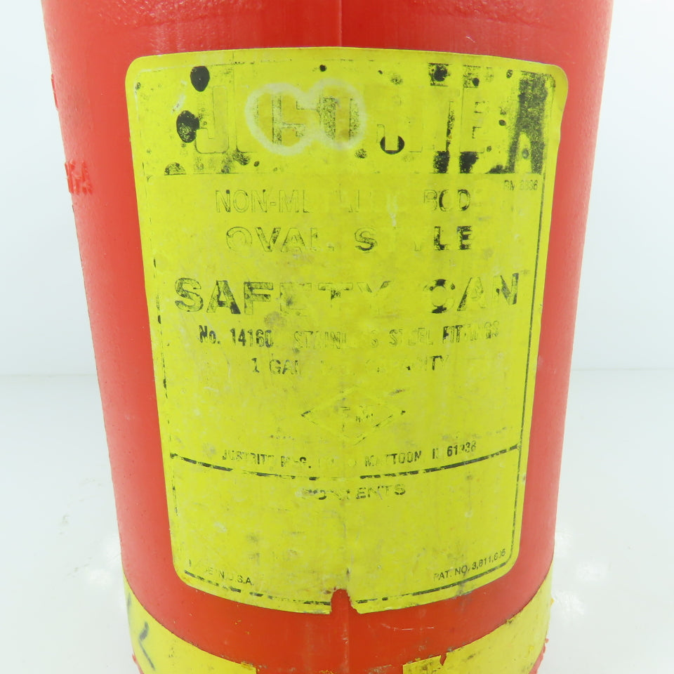 Justrite 14060 1 Gallon Oval Style Safety Can Non-Metallic Body SS Fittings