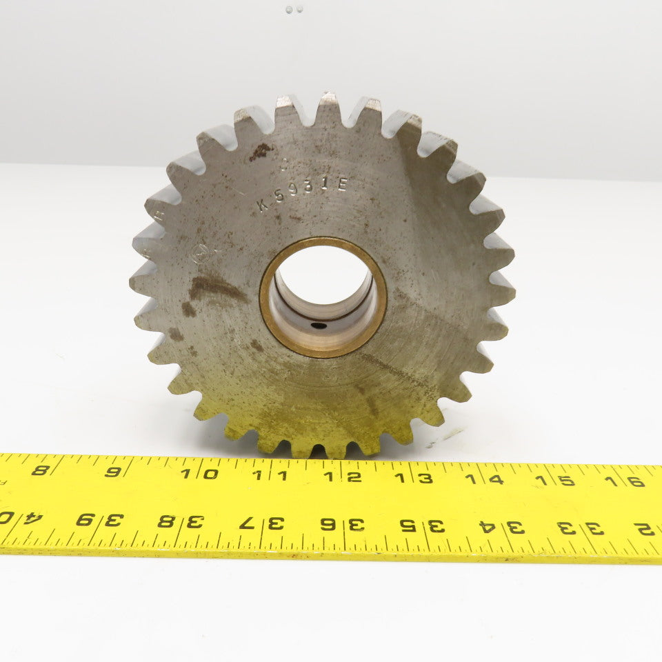 K5931E 5.1875 OD 20°PA 29 Tooth Spur Gear 1.4375 Brass Wear Bushing Bore 2" Wide