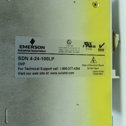 Sola SDN 4-24-100LP 24VDC 3.8A Rail Mount Power Supply 115/230VAC Input
