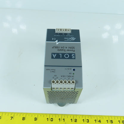 Sola SDN 4-24-100LP 24VDC 3.8A Rail Mount Power Supply 115/230VAC Input
