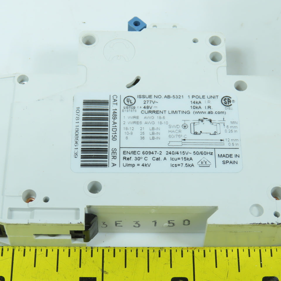 Allen Bradley 1489-A1D150 15A Single Pole Circuit Breaker 277VAC Lot Of 4