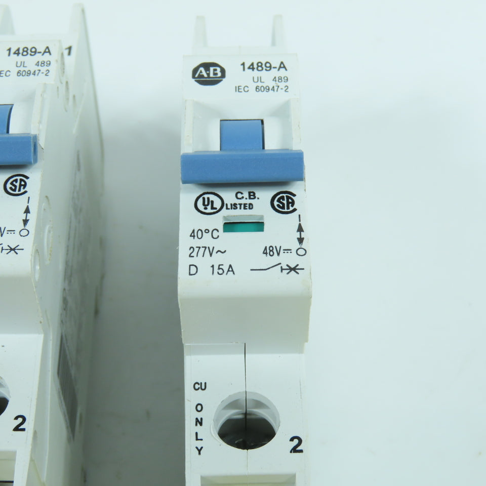Allen Bradley 1489-A1D150 15A Single Pole Circuit Breaker 277VAC Lot Of 4