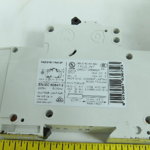 Eaton FAZ-D15/1-NA-SP 15A Single Pole Circuit Breaker 277VAC Lot Of 5