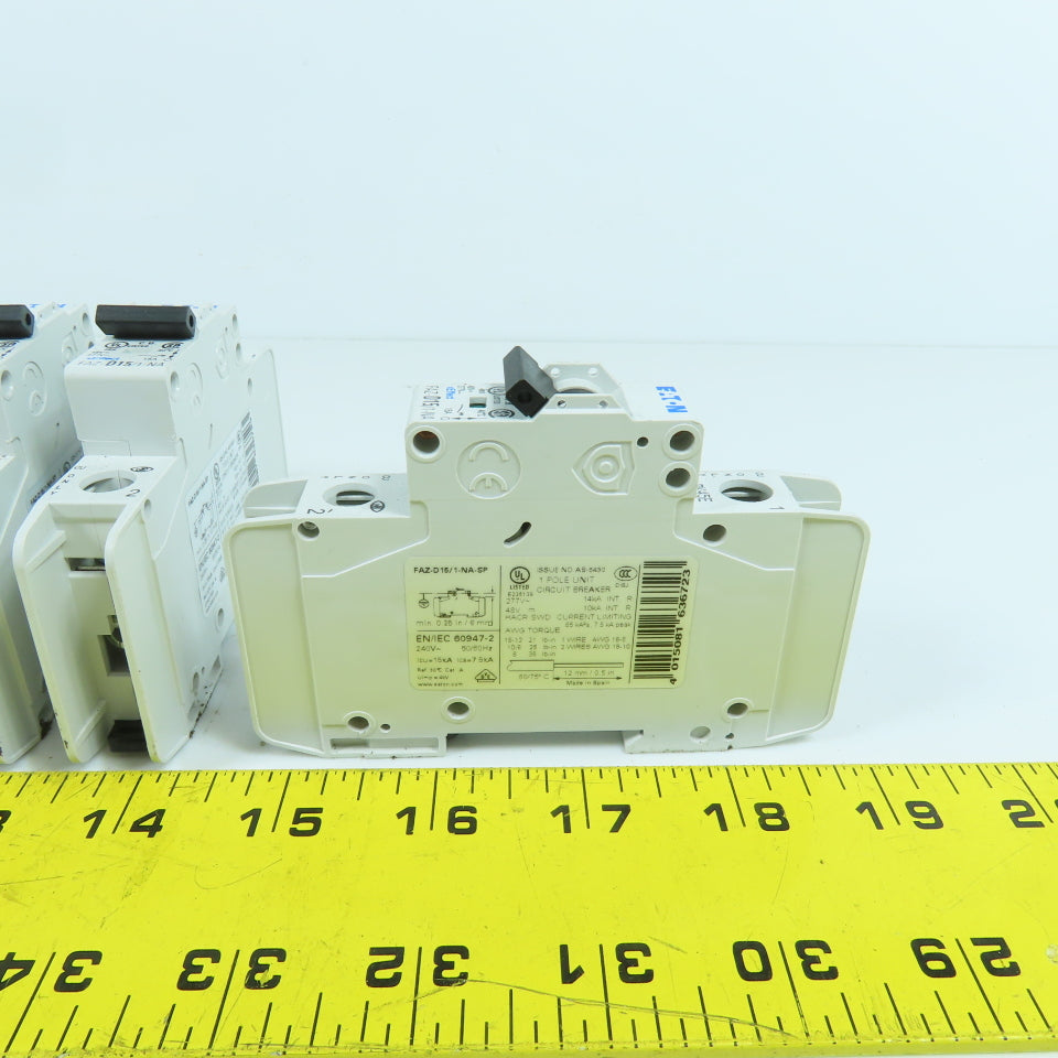 Eaton FAZ-D15/1-NA-SP 15A Single Pole Circuit Breaker 277VAC Lot Of 5