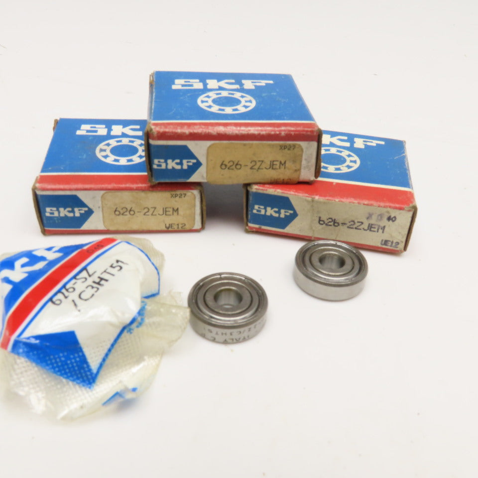 SKF 626-2ZJEM Radial Ball Bearing 6mm x 19mm x 6mm Lot Of 3