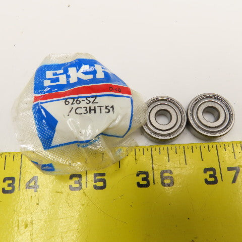 SKF 626-2ZJEM Radial Ball Bearing 6mm x 19mm x 6mm Lot Of 3