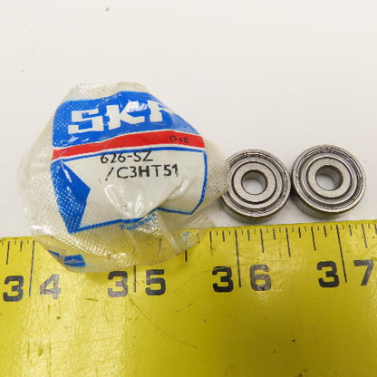 SKF 626-2ZJEM Radial Ball Bearing 6mm x 19mm x 6mm Lot Of 3