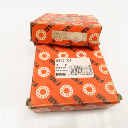 FAG 6307.C3 80mm OD x 35mm ID x 21mm Wide Radial Ball Bearing Lot Of 2