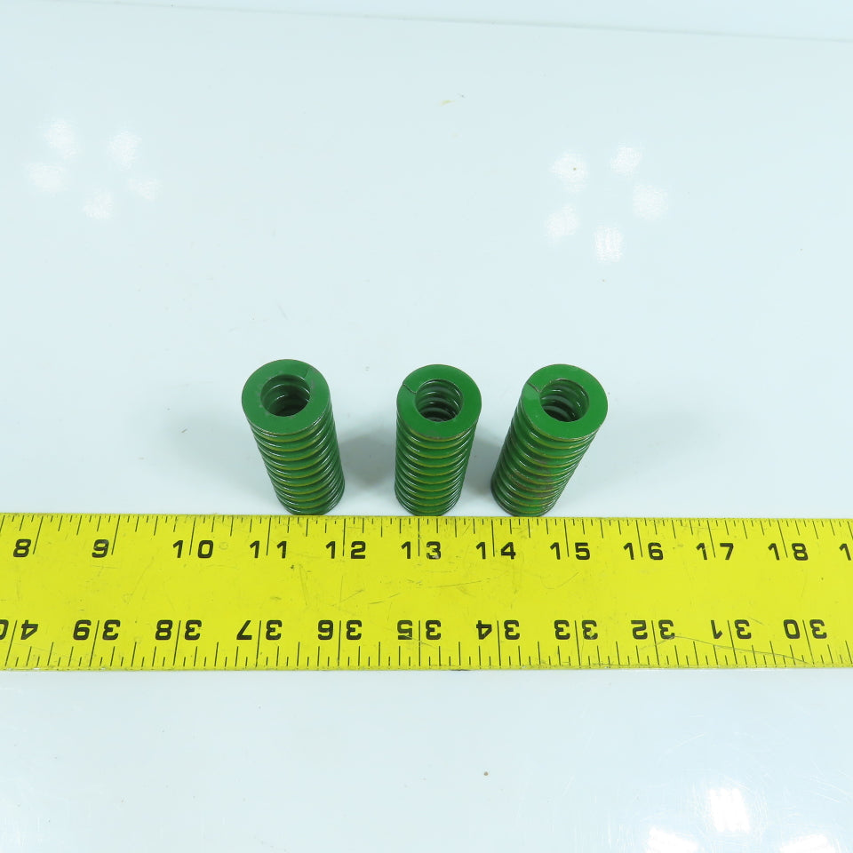2.5" OAL Flat Wire Green Compression Spring 0.535" ID x 0.960" OD Lot Of 3