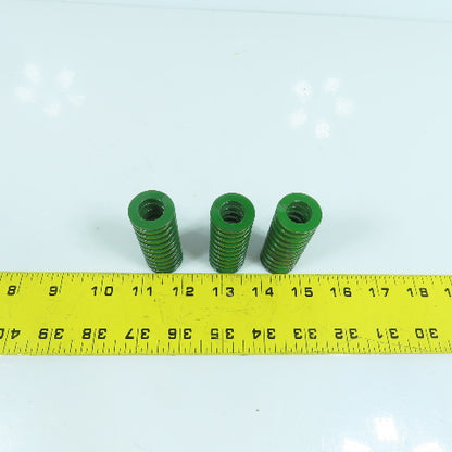 2.5" OAL Flat Wire Green Compression Spring 0.535" ID x 0.960" OD Lot Of 3