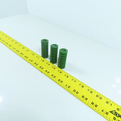 2.5" OAL Flat Wire Green Compression Spring 0.535" ID x 0.960" OD Lot Of 3