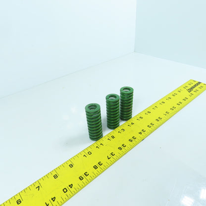 2.5" OAL Flat Wire Green Compression Spring 0.535" ID x 0.960" OD Lot Of 3
