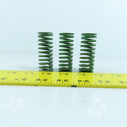 2.5" OAL Flat Wire Green Compression Spring 0.535" ID x 0.960" OD Lot Of 3