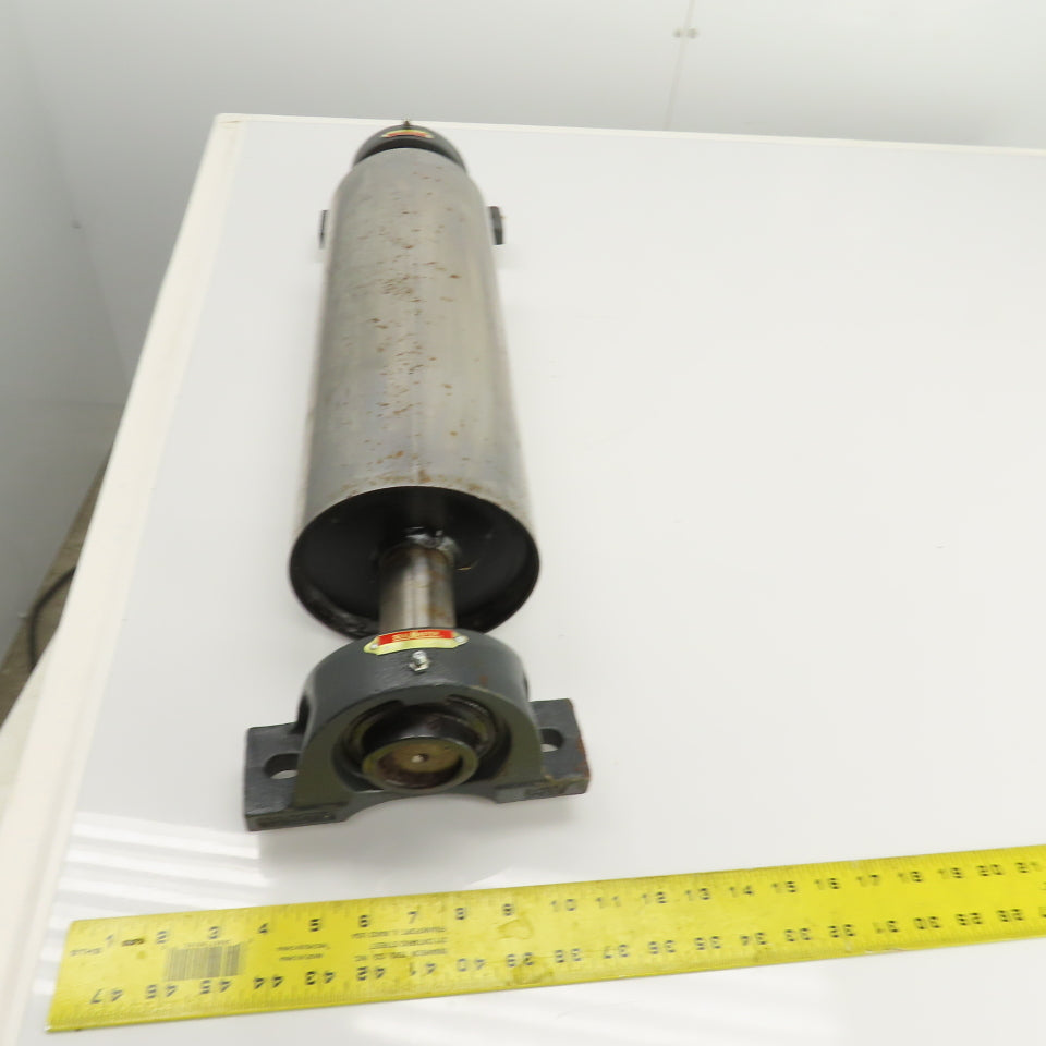6" OD x 16-3/4" Flat Face Width Conveyor Tail Pulley Roller W/ Pillow Blocks