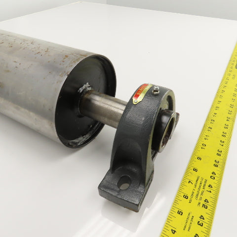 6" OD x 16-3/4" Flat Face Width Conveyor Tail Pulley Roller W/ Pillow Blocks