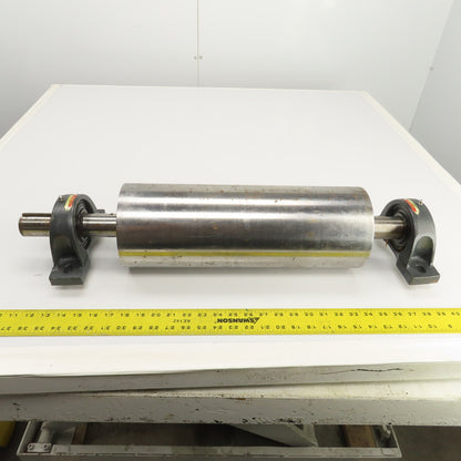 6" OD x 16-3/4" Flat Face Width Conveyor Tail Pulley Roller W/ Pillow Blocks