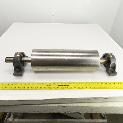 6" OD x 16-3/4" Flat Face Width Conveyor Tail Pulley Roller W/ Pillow Blocks