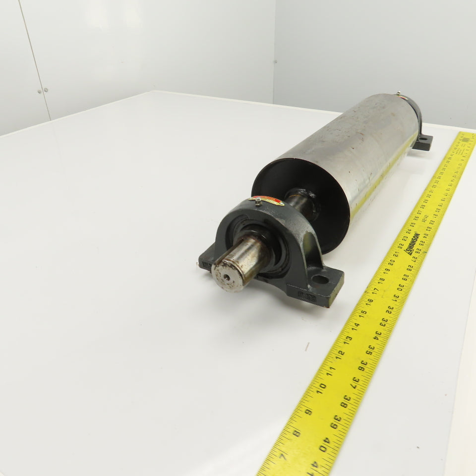 6" OD x 16-3/4" Flat Face Width Conveyor Tail Pulley Roller W/ Pillow Blocks