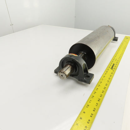 6" OD x 16-3/4" Flat Face Width Conveyor Tail Pulley Roller W/ Pillow Blocks