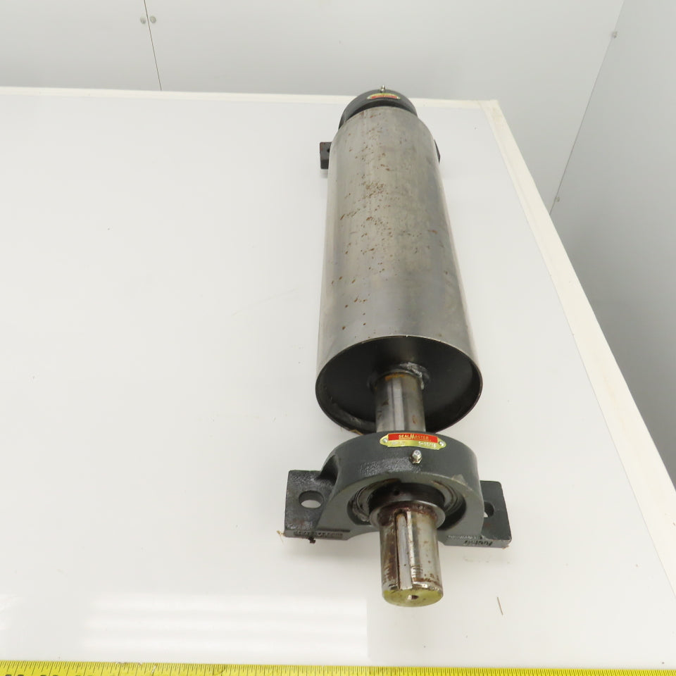 6" OD x 16-3/4" Flat Face Width Conveyor Tail Pulley Roller W/ Pillow Blocks