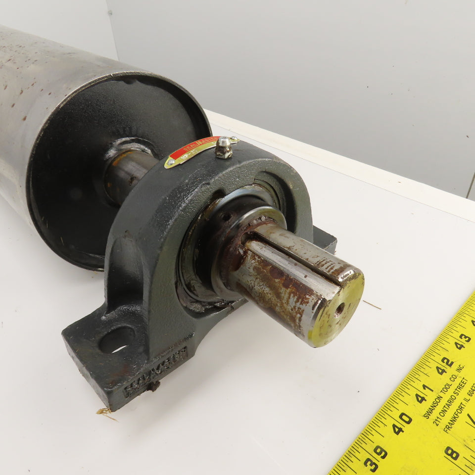 6" OD x 16-3/4" Flat Face Width Conveyor Tail Pulley Roller W/ Pillow Blocks