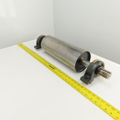 6" OD x 16-3/4" Flat Face Width Conveyor Tail Pulley Roller W/ Pillow Blocks