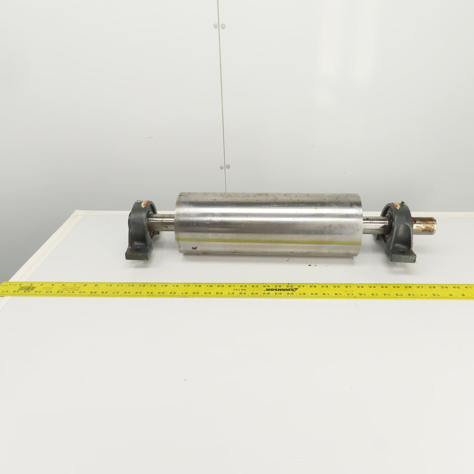 6" OD x 16-3/4" Flat Face Width Conveyor Tail Pulley Roller W/ Pillow Blocks