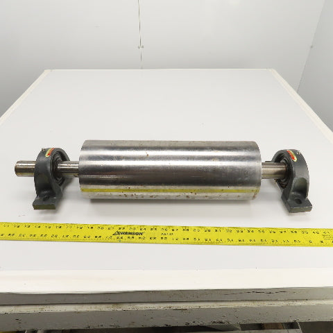 6" OD x 16-3/4" Flat Face Width Conveyor Tail Pulley Roller W/ Pillow Blocks