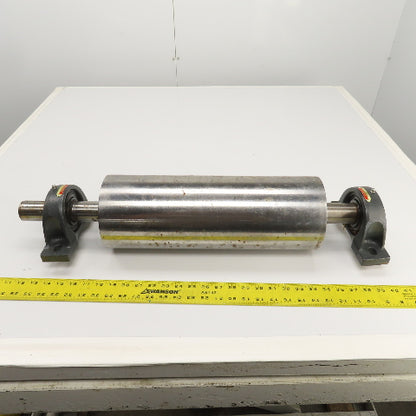 6" OD x 16-3/4" Flat Face Width Conveyor Tail Pulley Roller W/ Pillow Blocks