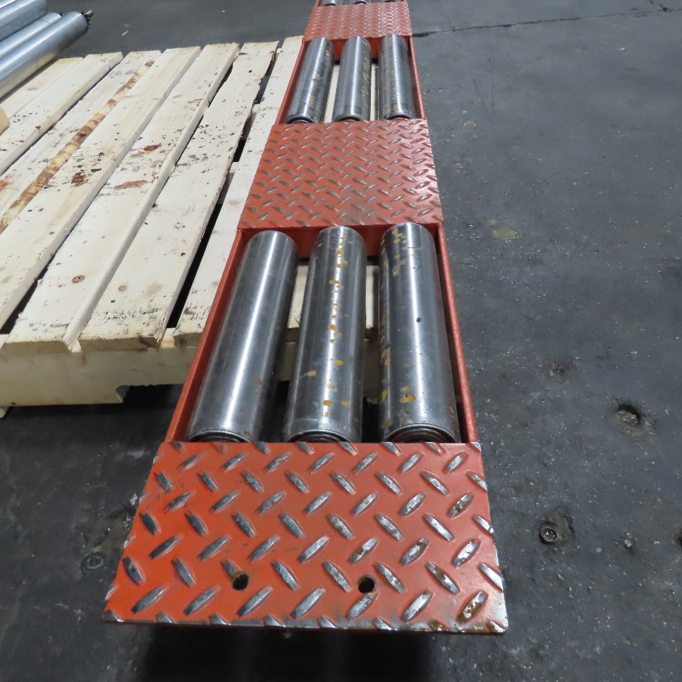 72" Drop In Width 9" Wide Roller Gravity Conveyor Cross Over Tread Plate