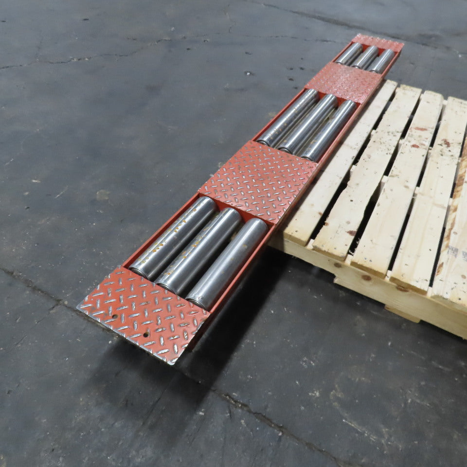 72" Drop In Width 9" Wide Roller Gravity Conveyor Cross Over Tread Plate