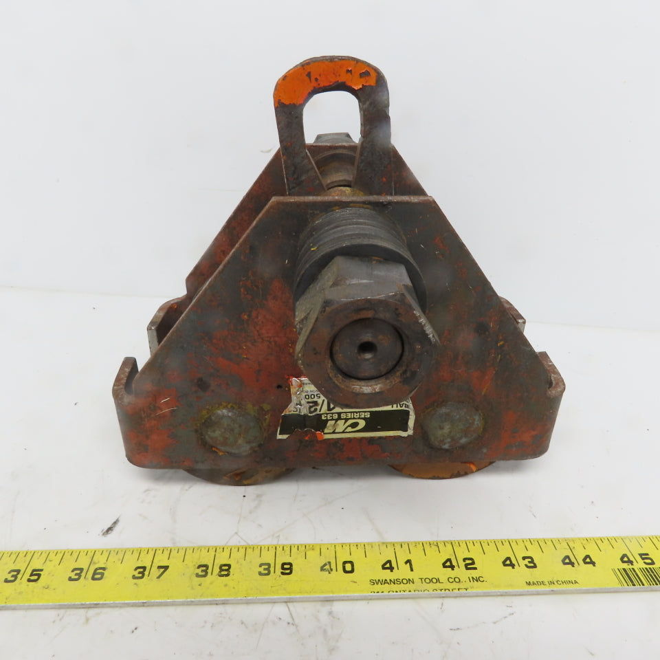 CM 663 1/2 Ton (1000lb) Manual Push-Pull Hoist Trolley 2-1/2 to 5" Beam