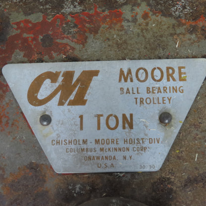 CM 1 Ton (2000lb) Manual Push-Pull Hoist Trolley 2 to 3" Beam