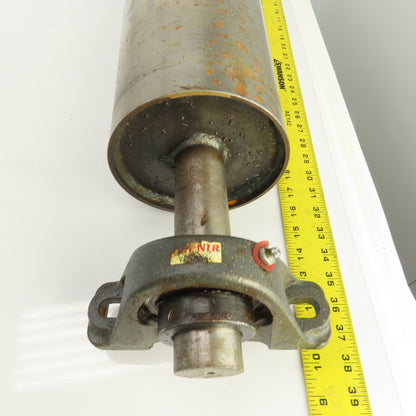6" OD x 16-3/4" Crowned Face Conveyor Tail Drum Roller W/ Pillow Blocks