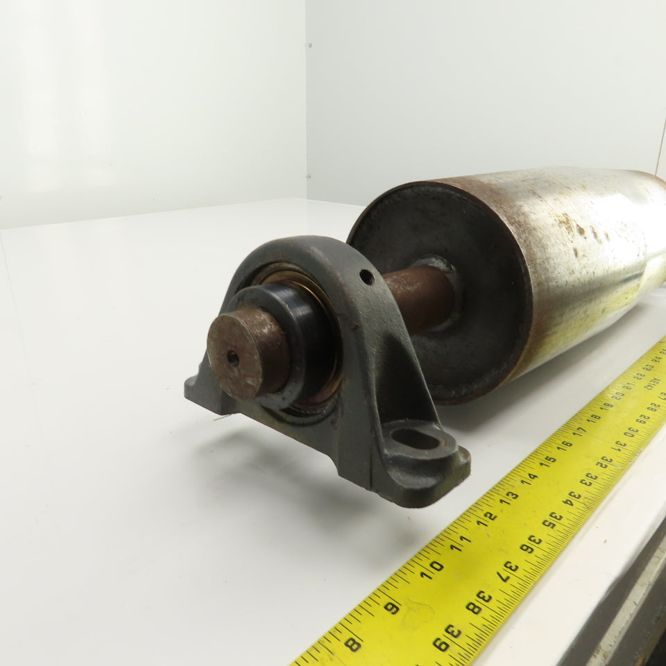 6" OD x 16-3/4" Crowned Face Conveyor Tail Drum Roller W/ Pillow Blocks