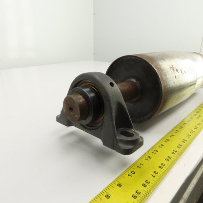 6" OD x 16-3/4" Crowned Face Conveyor Tail Drum Roller W/ Pillow Blocks