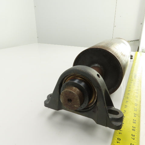 6" OD x 16-3/4" Crowned Face Conveyor Tail Drum Roller W/ Pillow Blocks