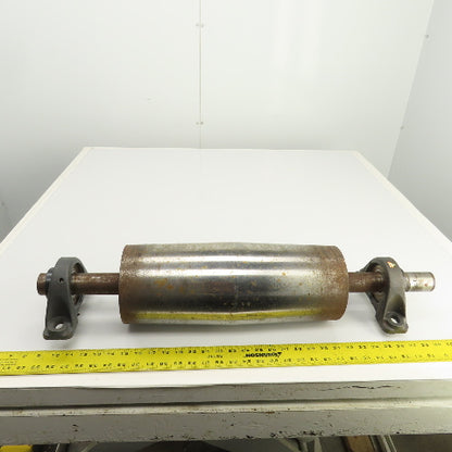 6" OD x 16-3/4" Crowned Face Conveyor Tail Drum Roller W/ Pillow Blocks