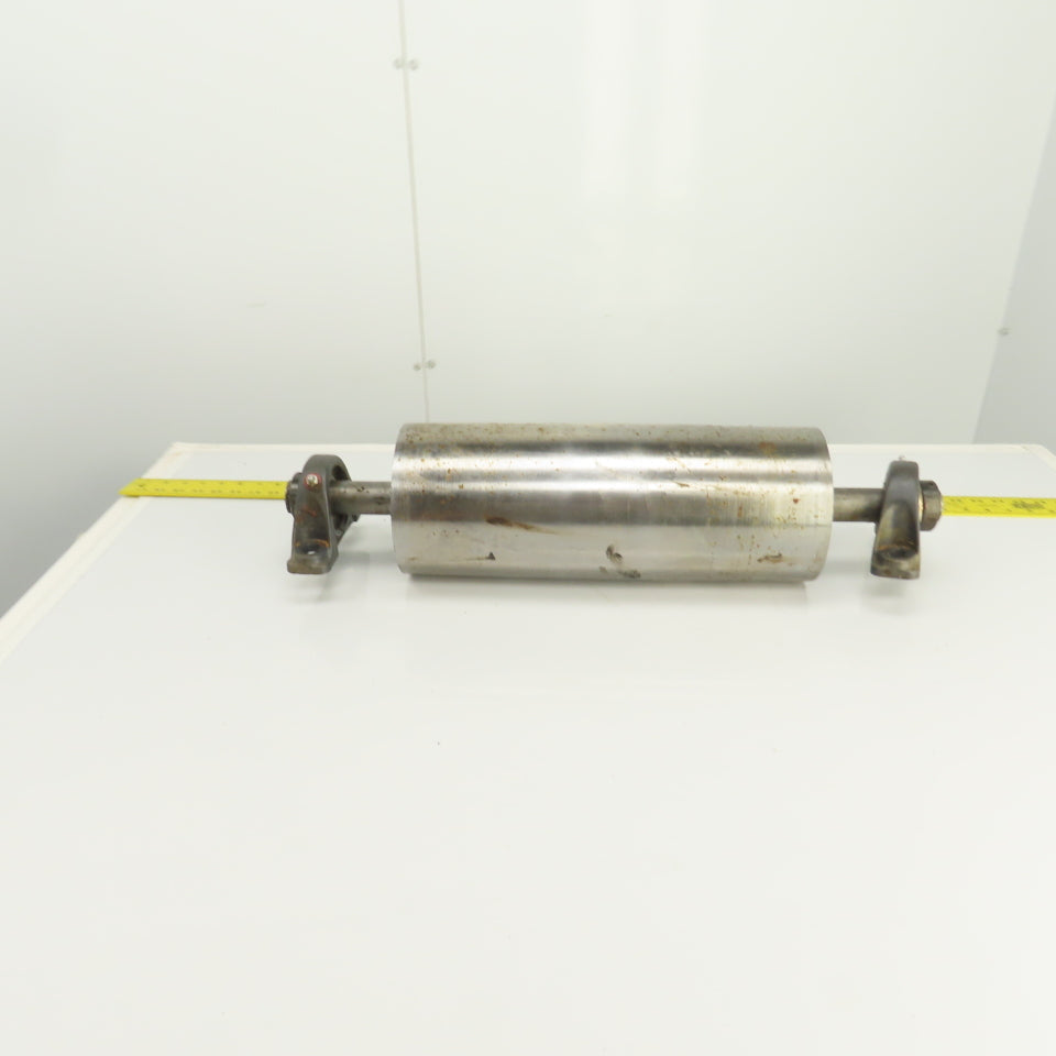 6-1/2" OD x 16-3/4" Crowned Face Conveyor Tail Drum Roller W/ Pillow Blocks