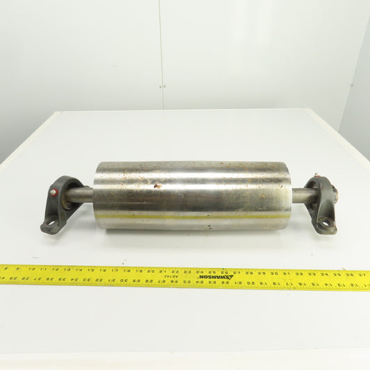 6-1/2" OD x 16-3/4" Crowned Face Conveyor Tail Drum Roller W/ Pillow Blocks