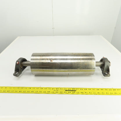 6-1/2" OD x 16-3/4" Crowned Face Conveyor Tail Drum Roller W/ Pillow Blocks