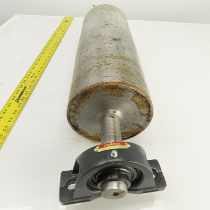 6-1/2" OD x 16-1/2" Crowned Face Conveyor Tail Drum Roller W/ Pillow Blocks